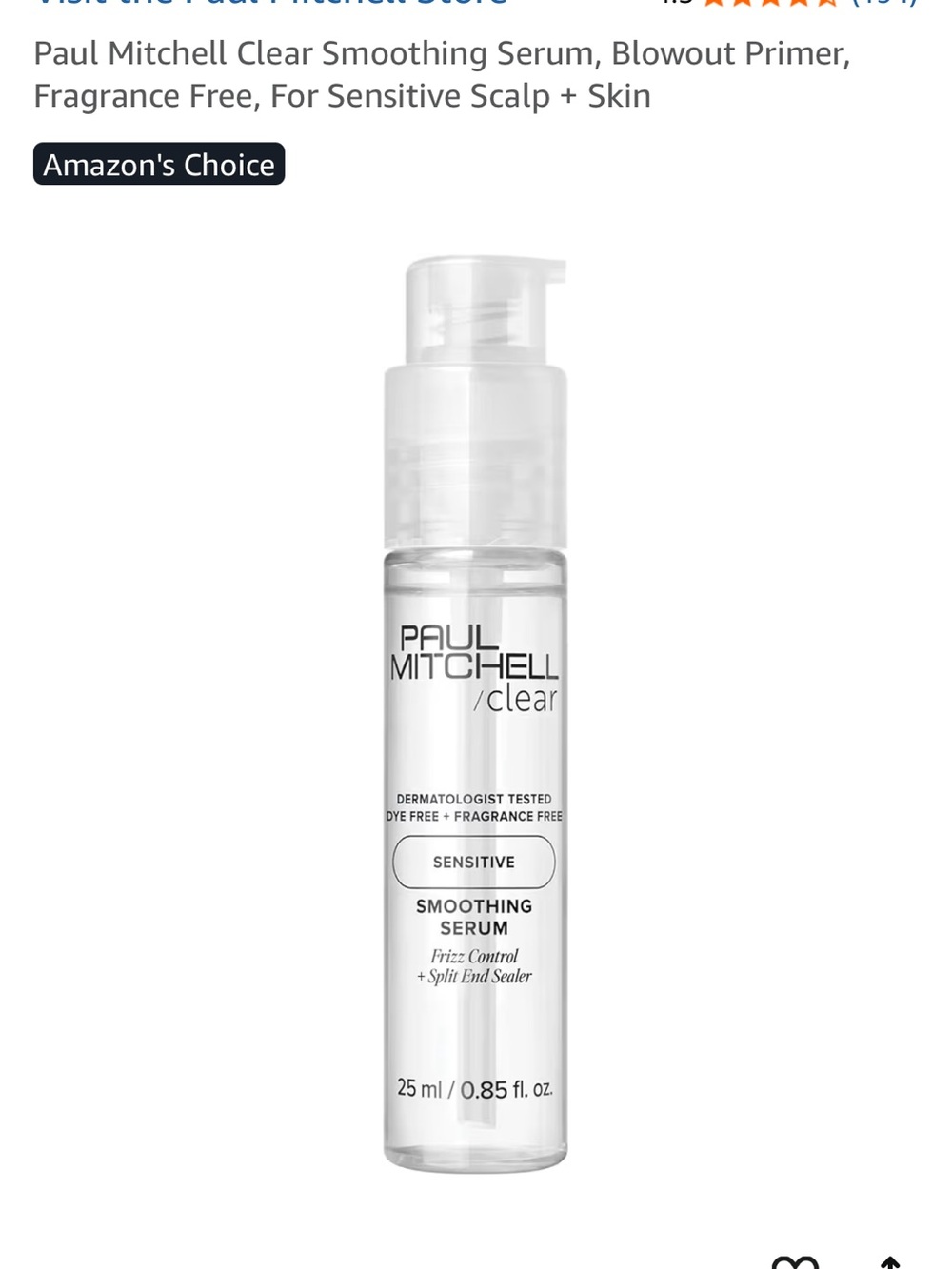 Paul Mitchell Clear Sensitive Smoothing Serum - Transparent Bottle